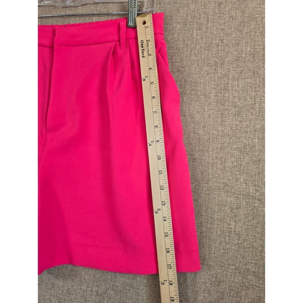 Love Tree Hot Pink Pleated High Waist Shorts Womens Large 6892PH Elastic Back